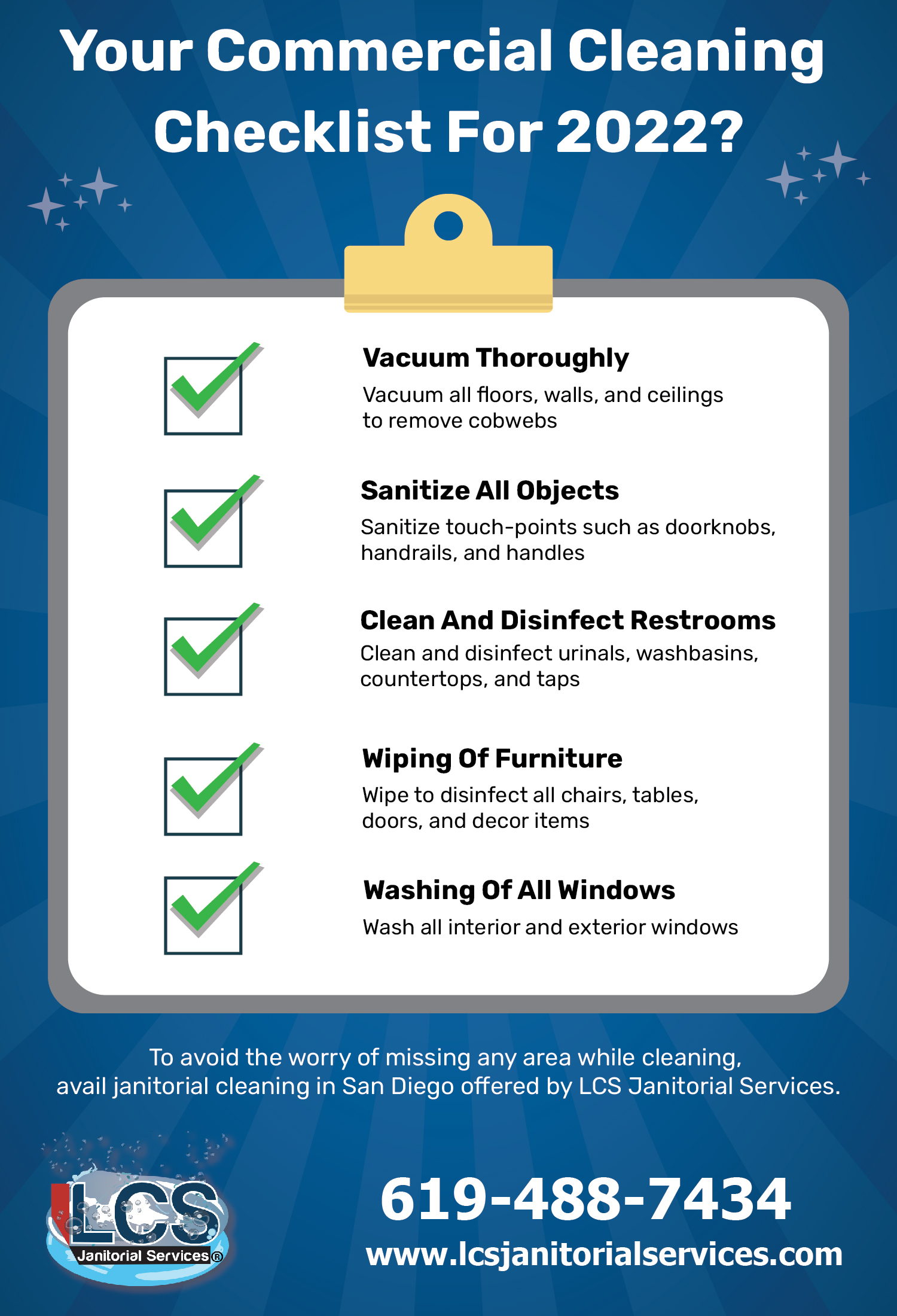 Commercial Cleaning Checklist For 2022
